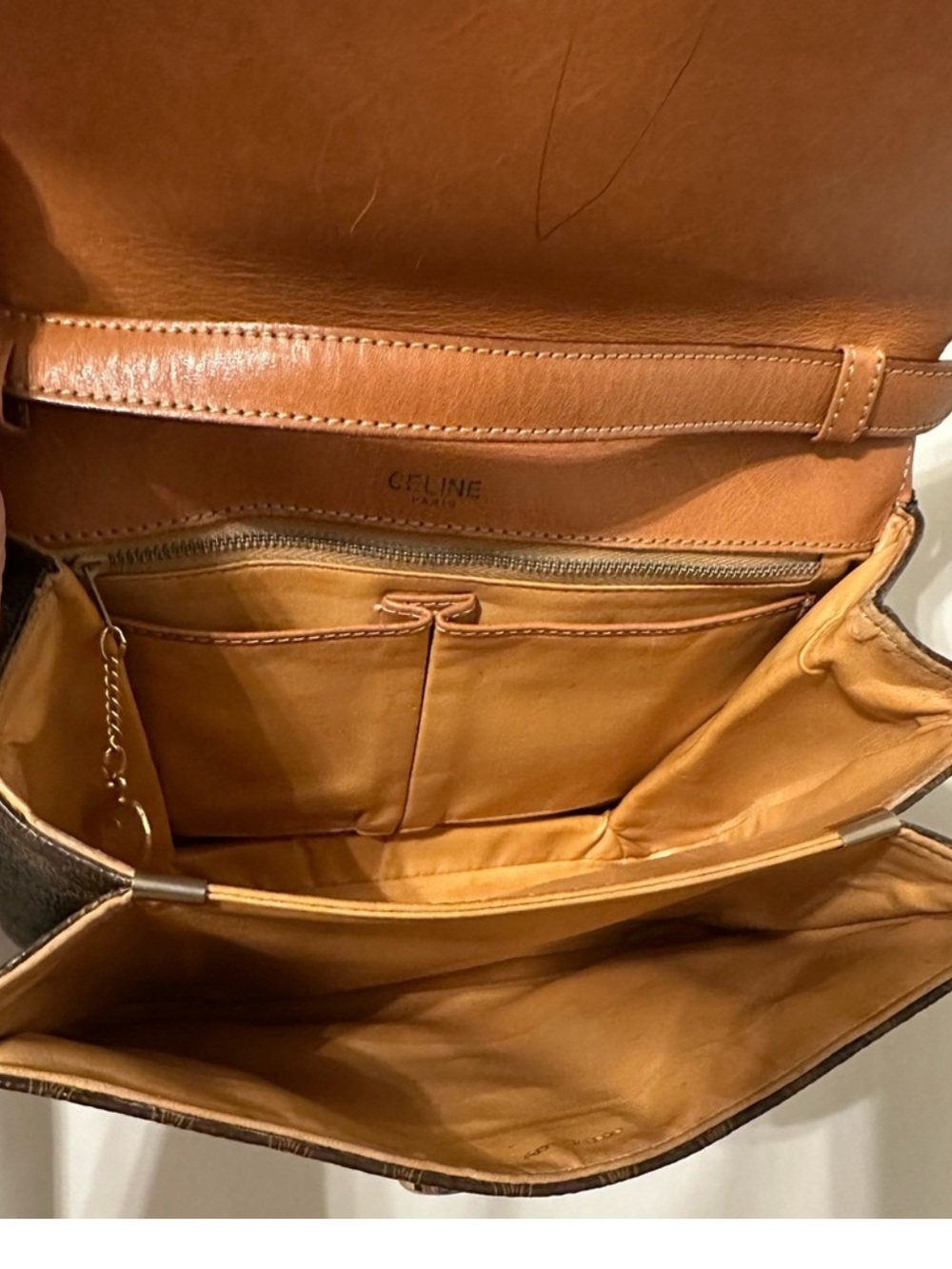 Celine Monogram Messenger Bag Crossbody Bag with Gold Clasp - Picture 8 of 10